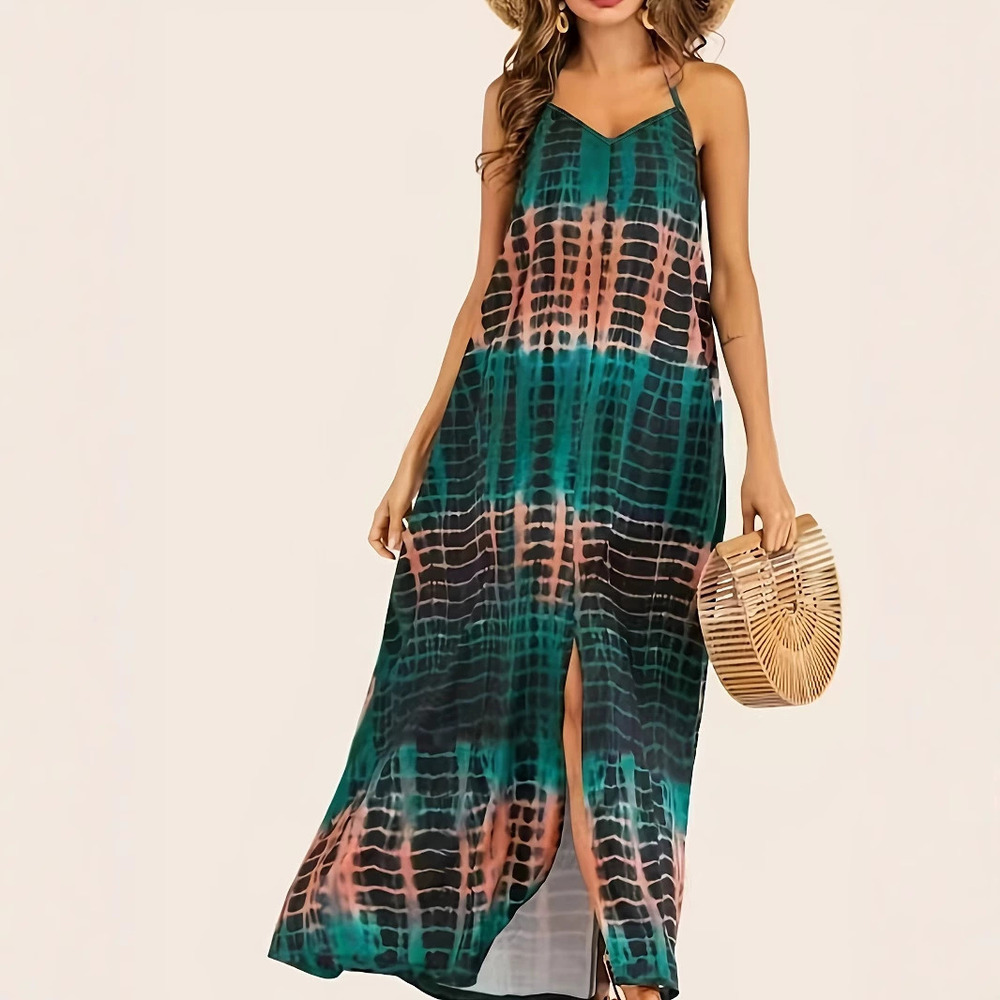 Forever 21 Summer Tie Dye Print Side Split Loose Camisole Dress